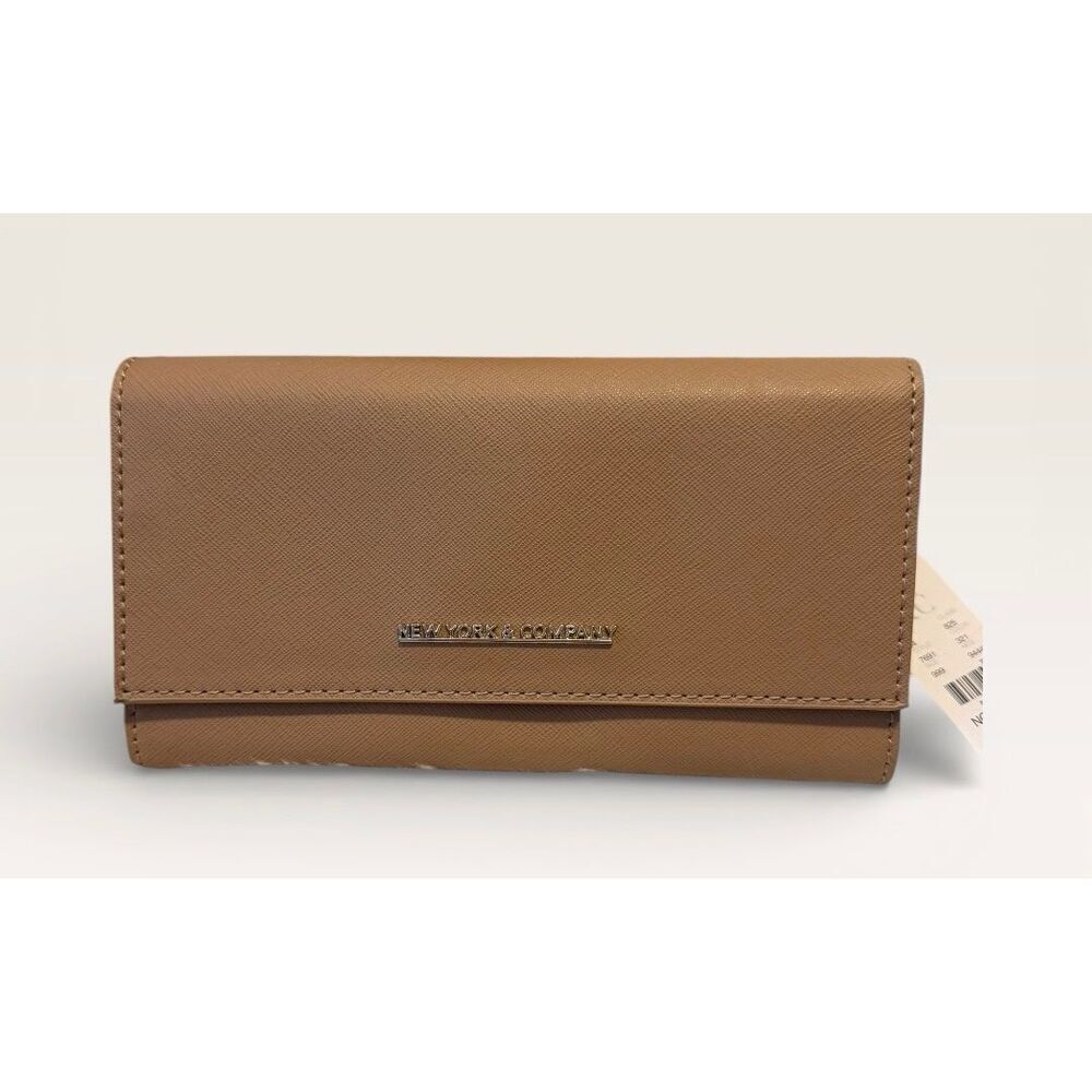 New York & Company NWT Taupe Saffiano Faux Leather Flap Wallet - Neutral